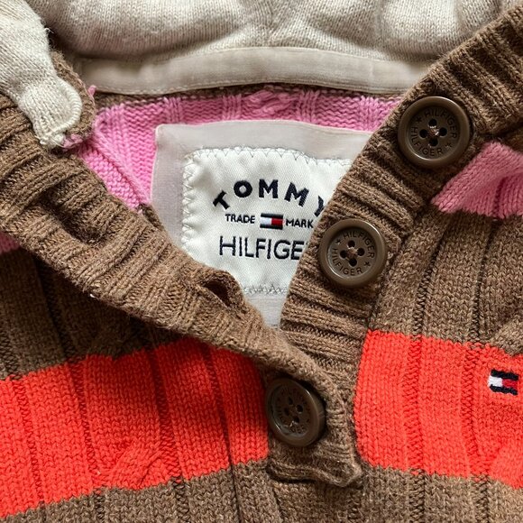 Tommy Hilfiger Baby 6-9M Striped Hooded Sweater | 100% Cotton Knit | VGUC - Picture 3 of 16
